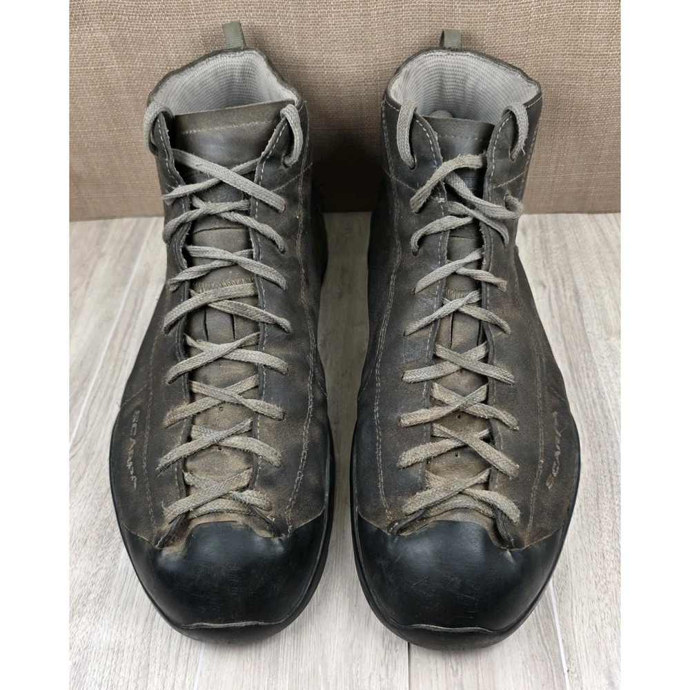 Scarpa Mojito Mid GTX Hiking Boots Mens 12 Brown Leather Lace Up Rubber Toe